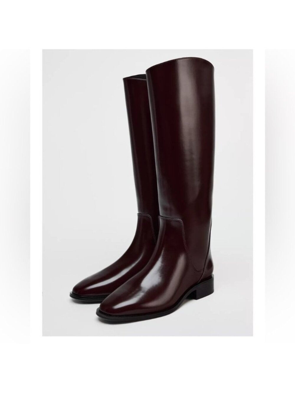Zara Womens Boots Knee High Tall EU 39 US 8 Burgundy Round Toe 1000/510 NWOB